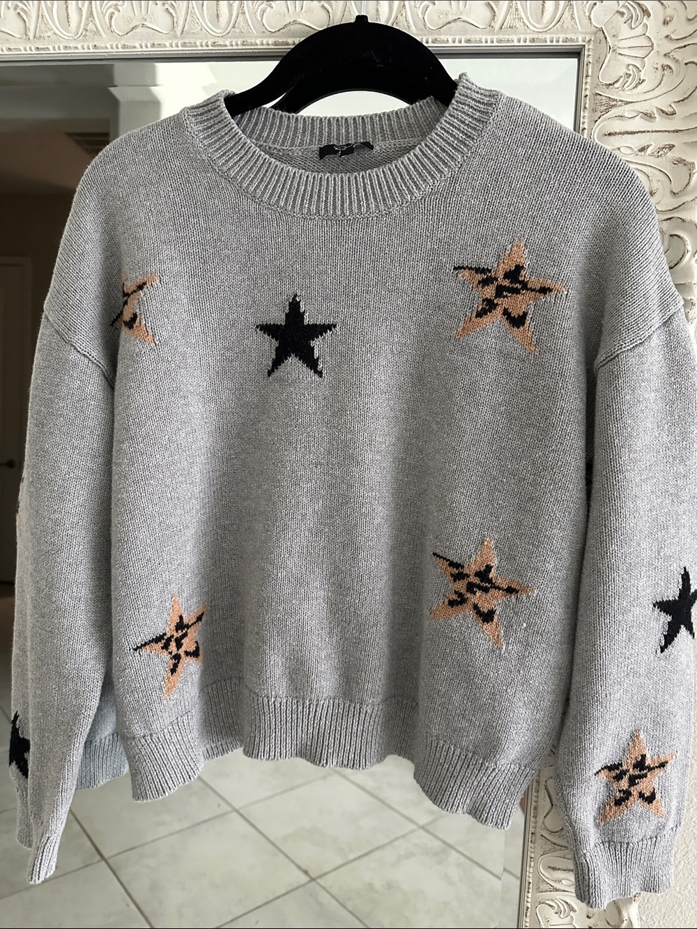 Rails Gray Perci Heather Gray Animal Star Sweater Cashmere Blend